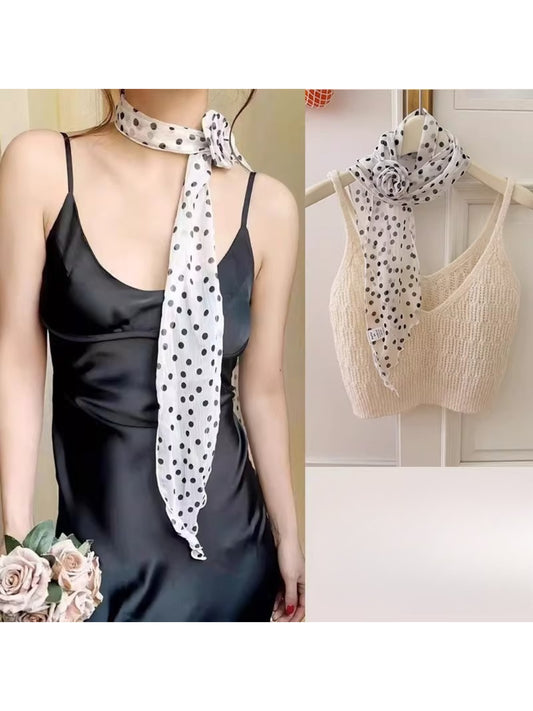 Scarvii Elegant Sheer Polka Dot Skinny Scarf product photo 1