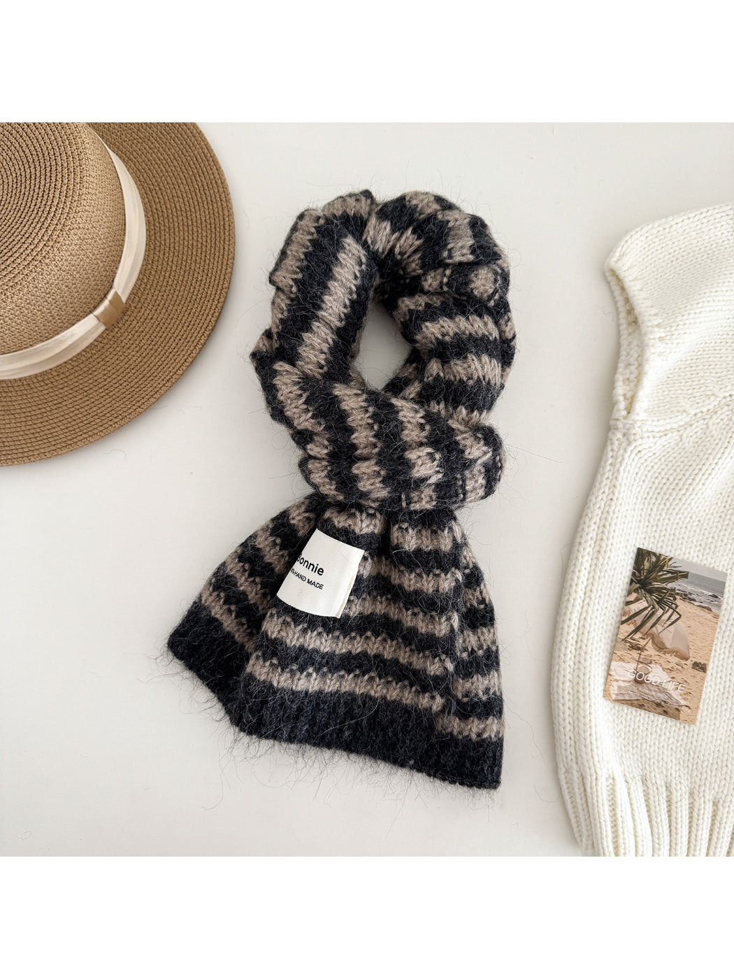 Scarvii - Bold Stripe Textured Knit Scarf