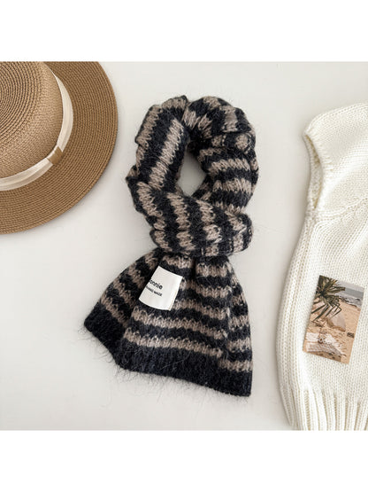 Scarvii - Bold Stripe Textured Knit Scarf