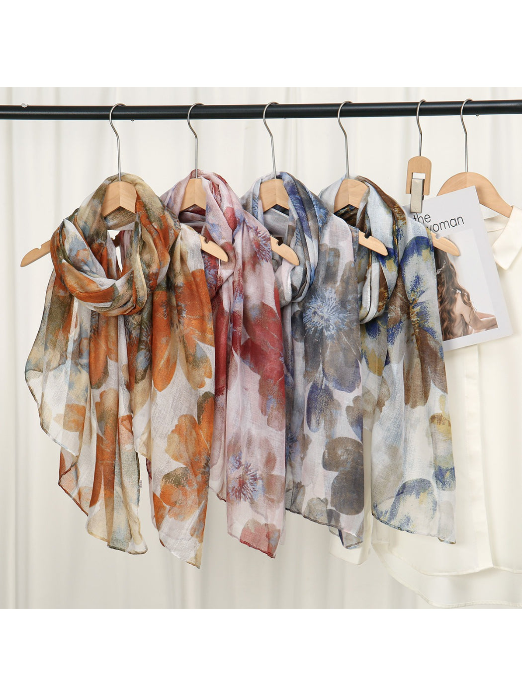 Scarvii - Soft Floral Print Spring Summer Scarf
