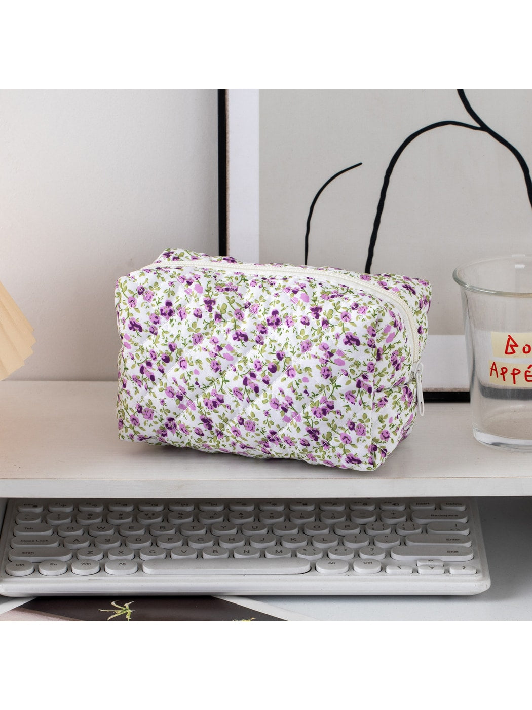 Cosbai - Fresh Floral Cosmetic Storage Zipper Bag