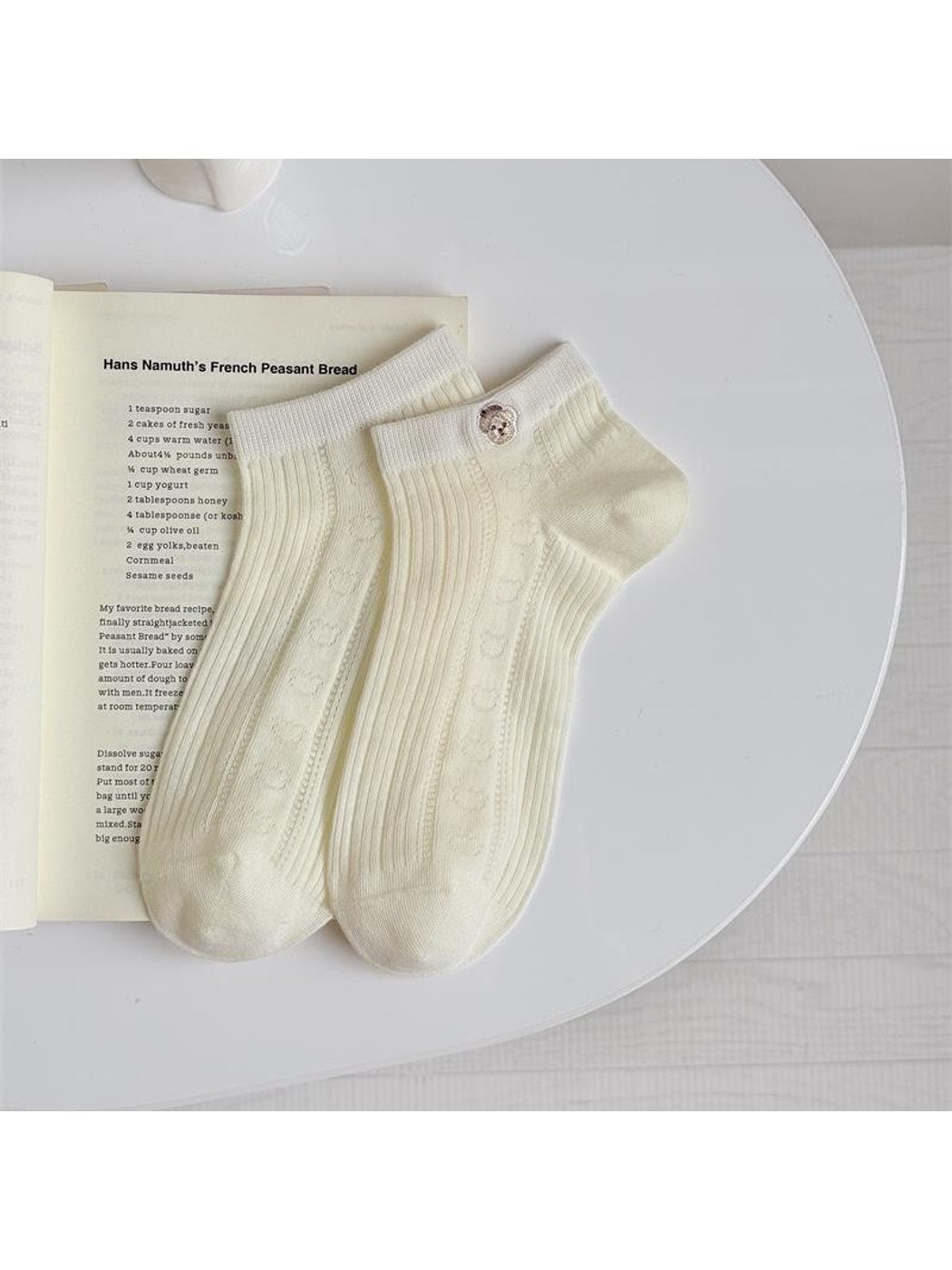 Rufia - Litter Bear Embroidery Ankle Socks