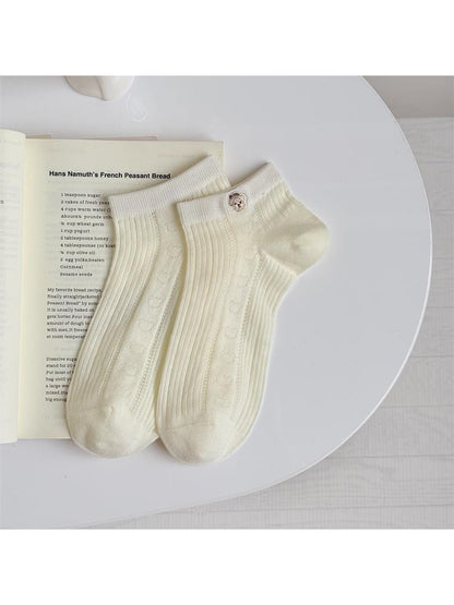 Rufia - Litter Bear Embroidery Ankle Socks
