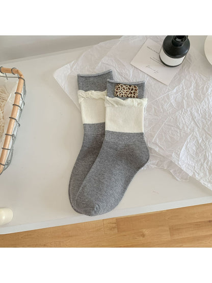 Rufia - Leopard Color Block Crew Socks