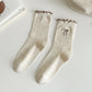 Rufia - Embroidered Bow Mid-Calf Socks