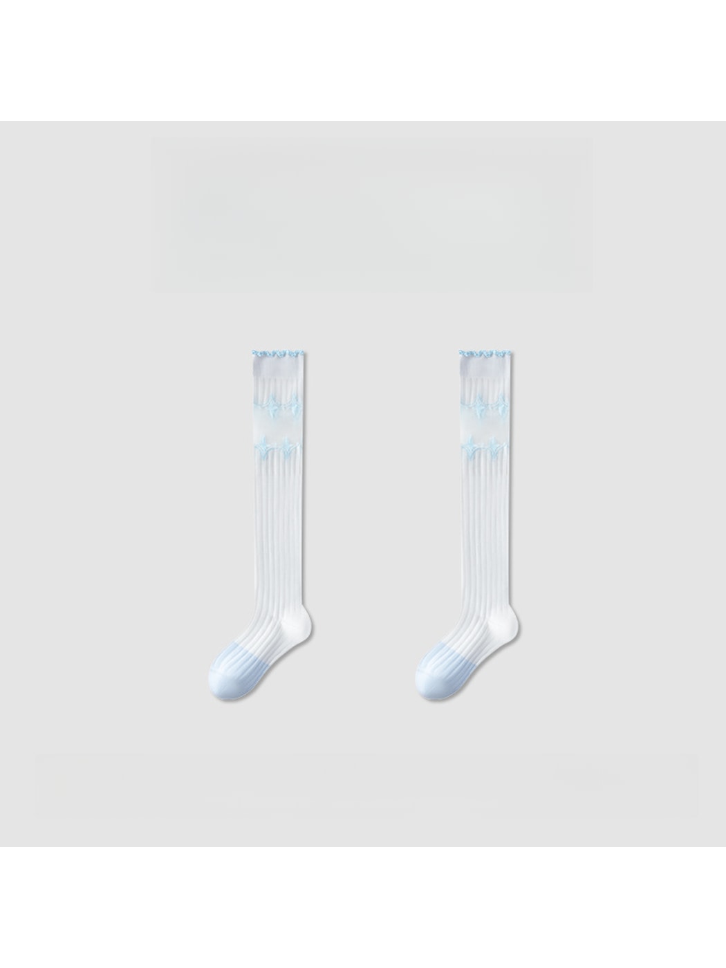 Rufia - Simple Pattern Ribbed Knee-high Socks