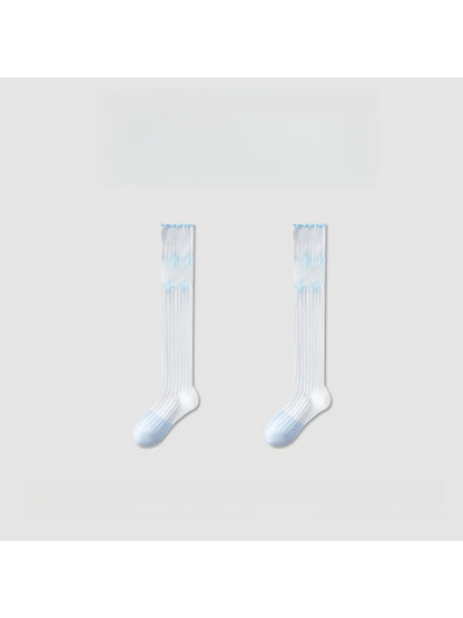 Rufia - Simple Pattern Ribbed Knee-high Socks