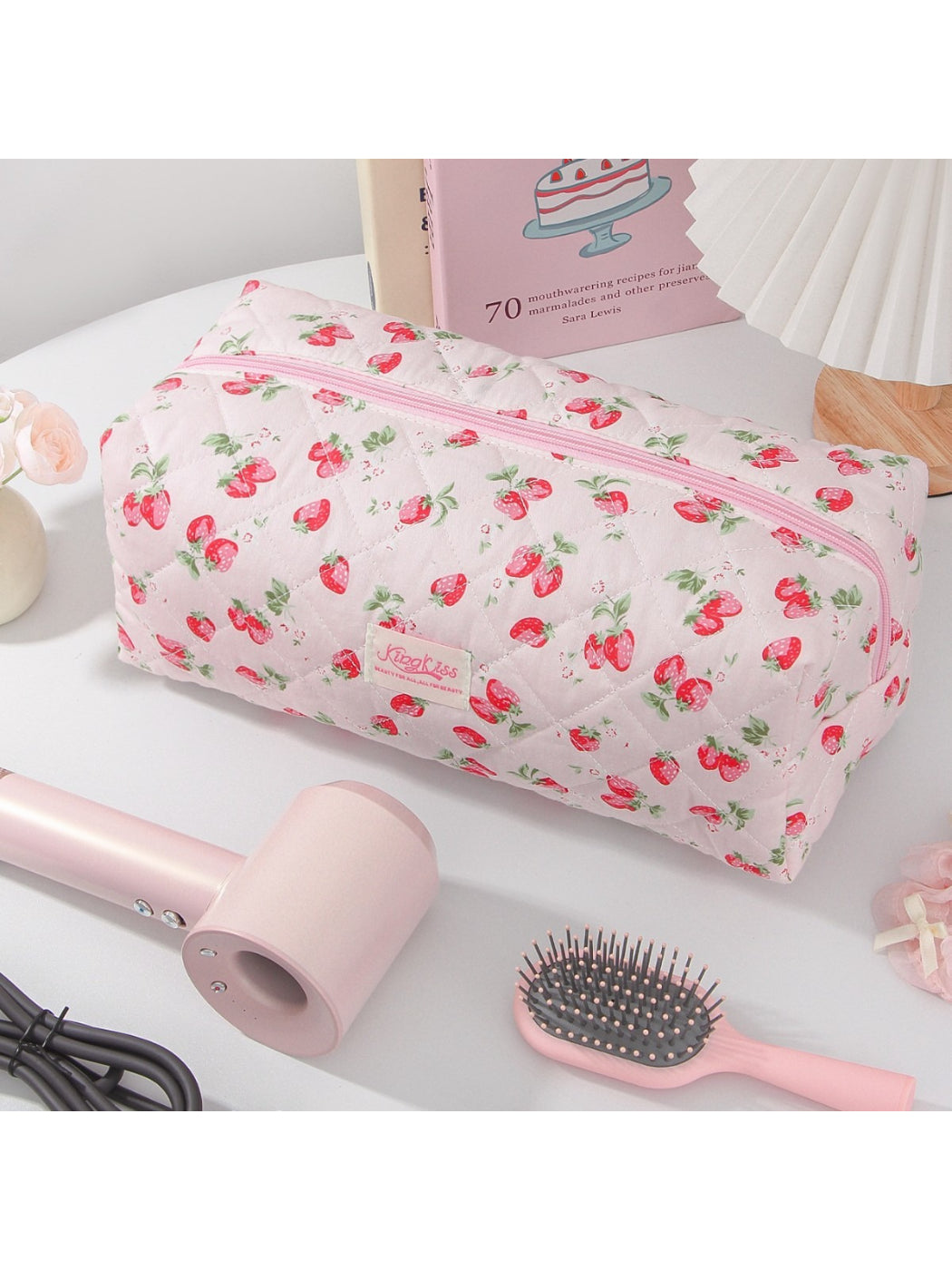 Cosbai - Quilted Strawberry Travel Pouch