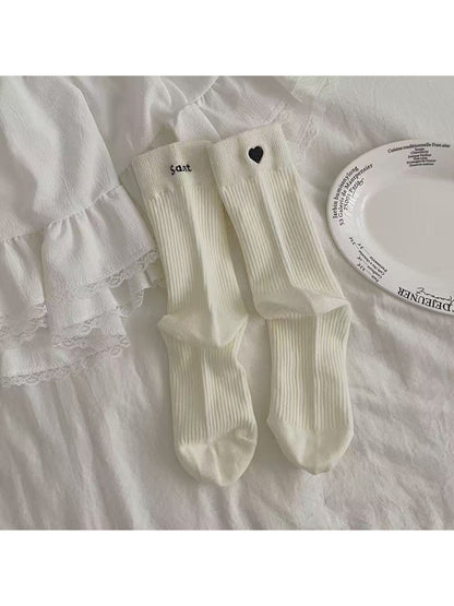 Rufia - Soft Rib Heart Detail Crew Socks