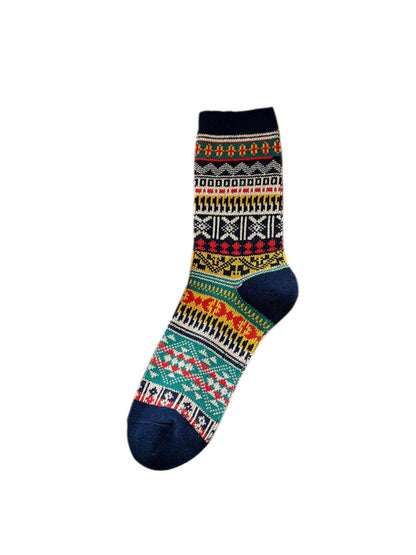 Rufia - Vintage Geometric Pattern Women's Mid-Calf Socks