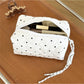 Top view of Cosbai Quilted Dot Cosmetic Bag highlighting the quilted dot design