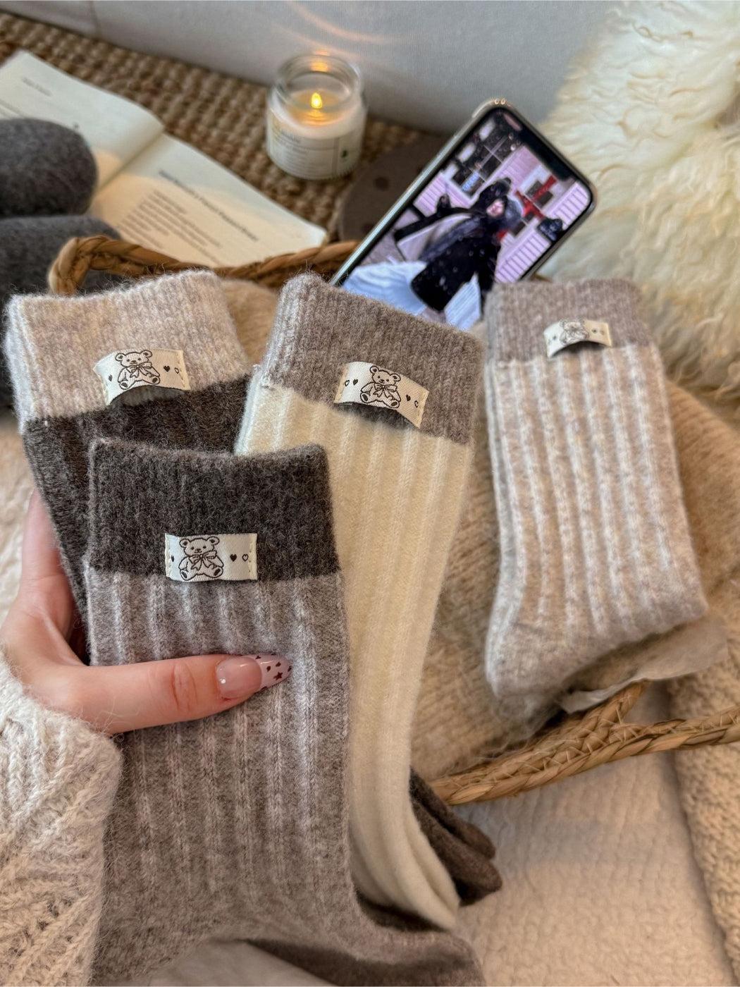 Rufia - Bear Patch Cozy Crew Socks