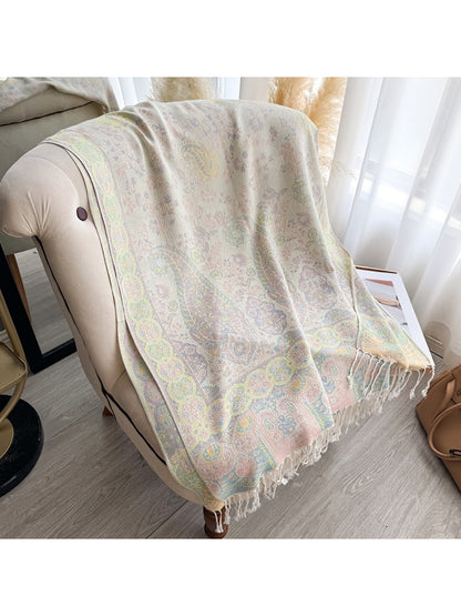 Scarvii - Oversized Paisley Fringe Scarf Shawl