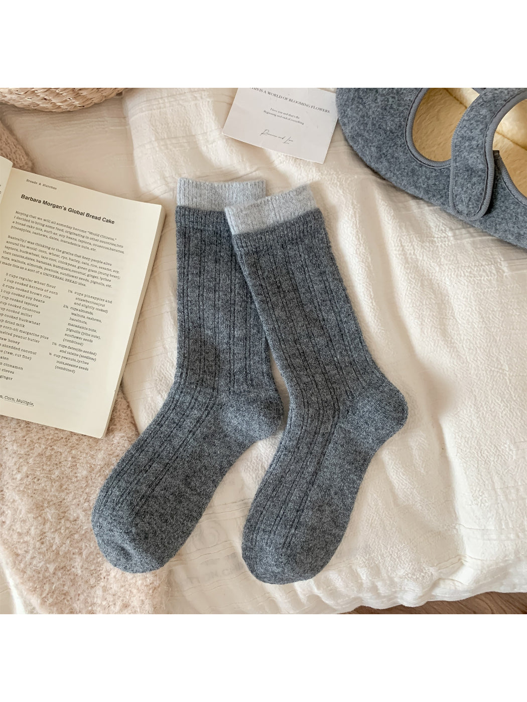 Rufia - Cozy Solid Ribbed Crew Socks