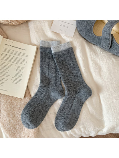 Rufia - Cozy Solid Ribbed Crew Socks