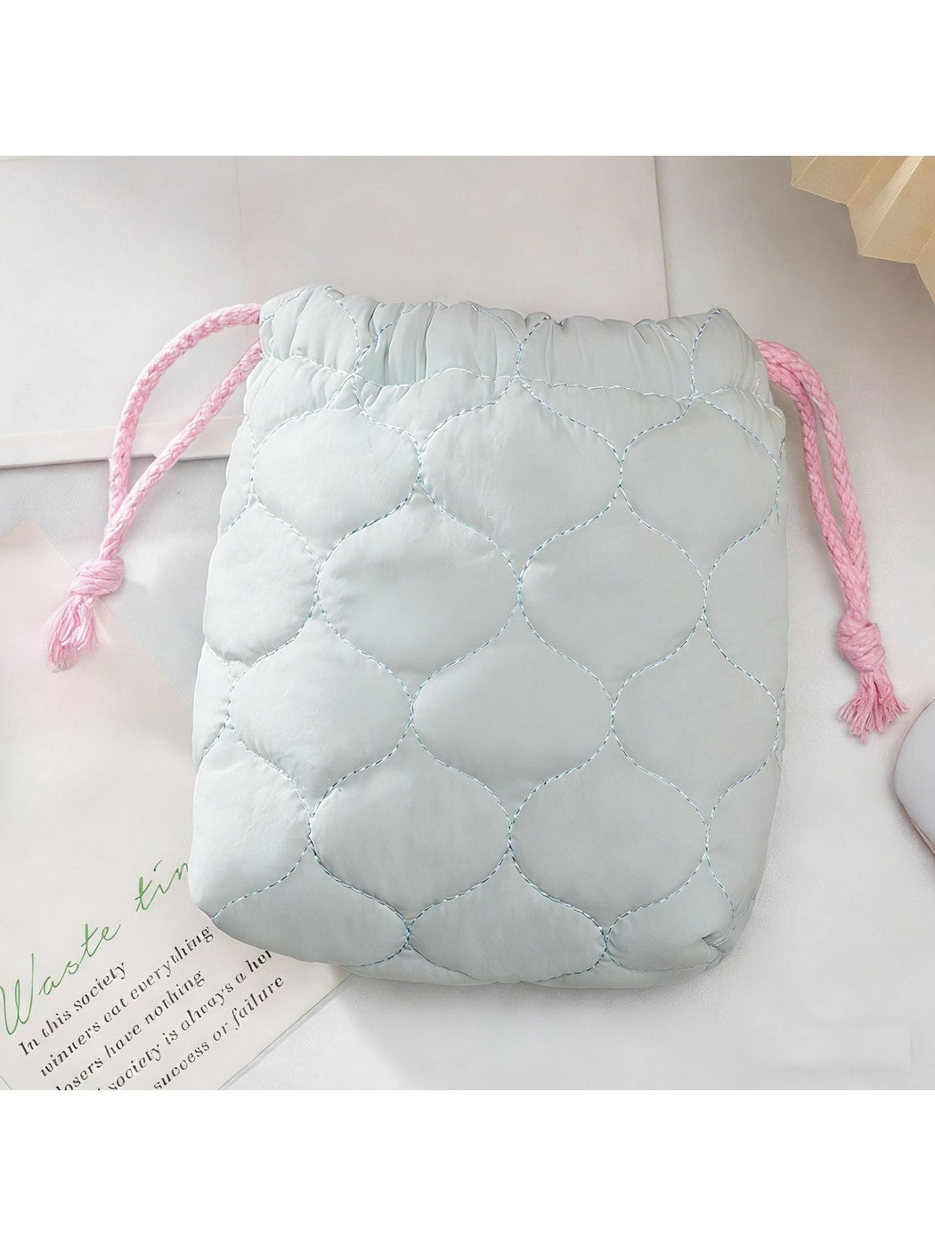 Cosbai - Quilted Drawstring Storage Pouch Bag