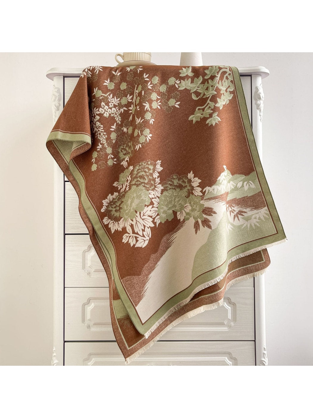 Scarvii - Landscape Floral Fringed Shawl