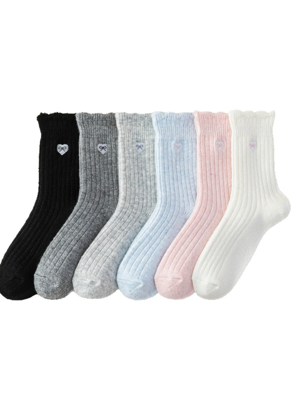 Rufia – Bow & Heart Embroidered Winter Socks