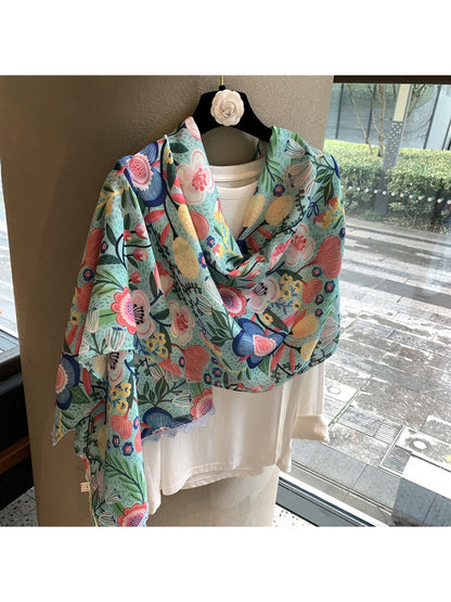Scarvii - Botanical Illustrated Pattern Shawl Scarf