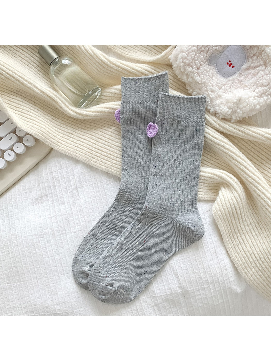 Rufia - Speckled Heart Accent Crew Socks