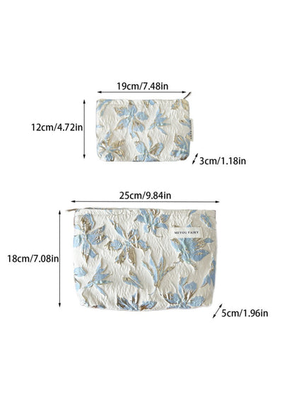 Cosbai - Pastel Blue Jacquard Fabric Pouch