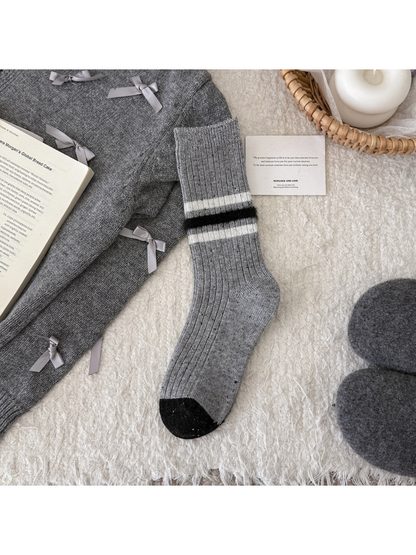 Rufia - Cozy Striped Ribbed Crew Socks