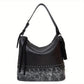Cosbai - Vintage Floral Beaded Handbag with Tassels & Zipper