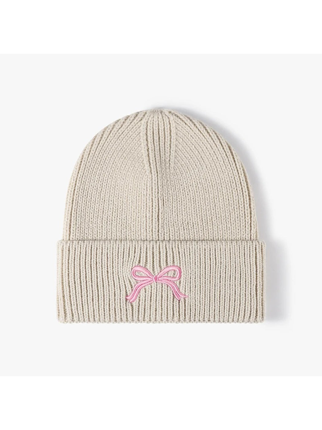 Haila - Bow Embroidered Cuffed Knit Beanie