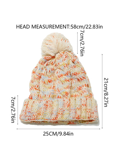 Haila Colorful Knit Pom Pom Beanie