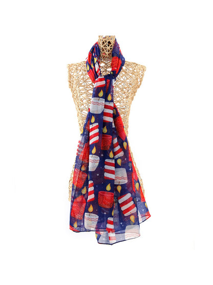 Scarvii - Christmas Red Candle Print Scarf