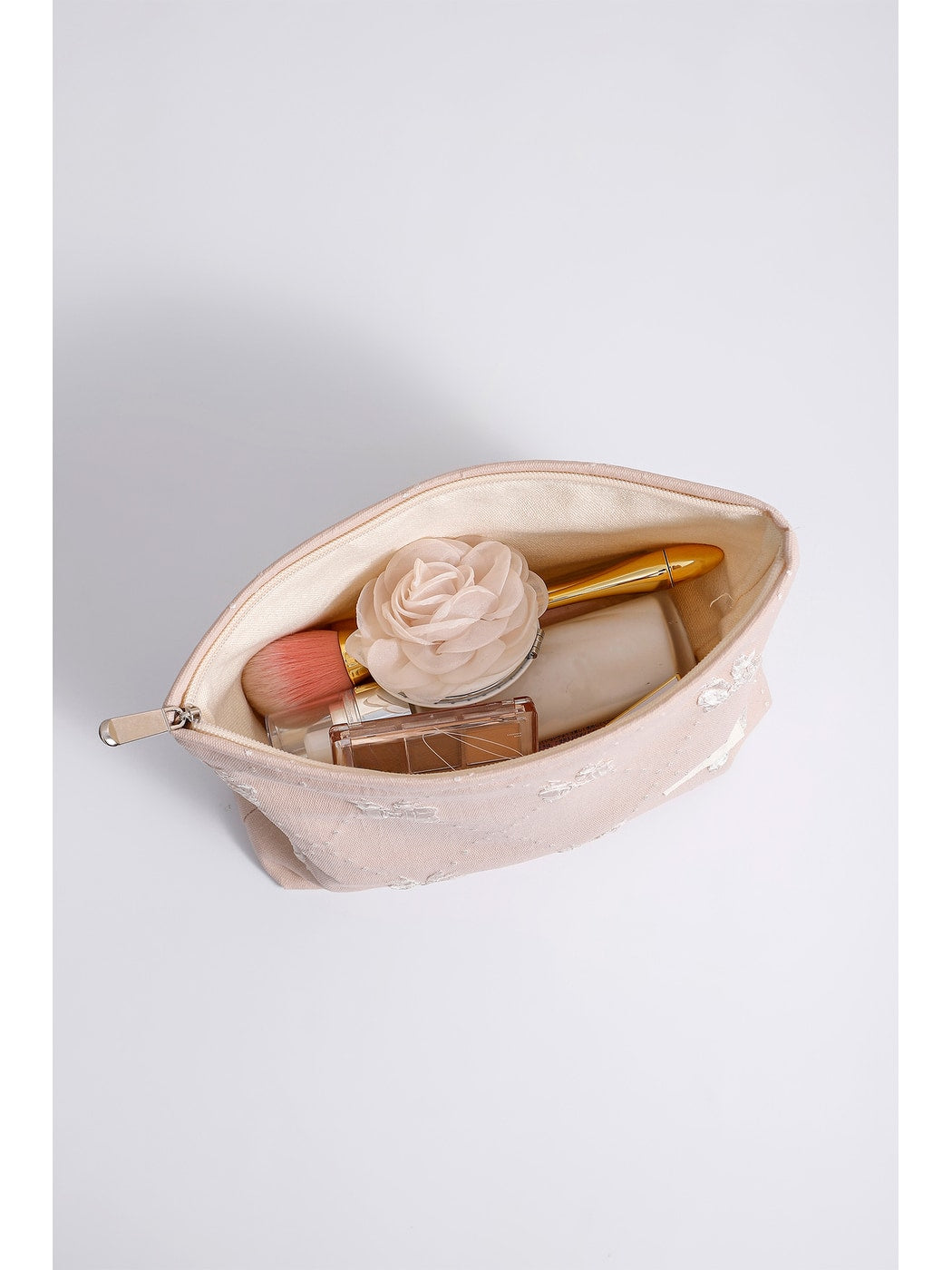 Cosbai - Embossed Bow Travel Makeup Storage Bag
