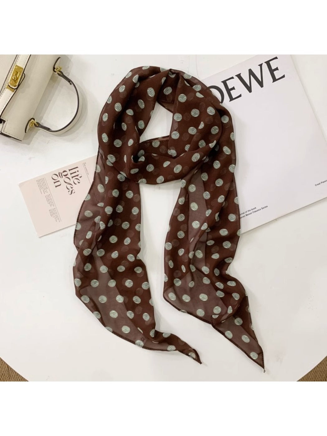 Scarvii - Polka Dot Sheer Skinny Scarf