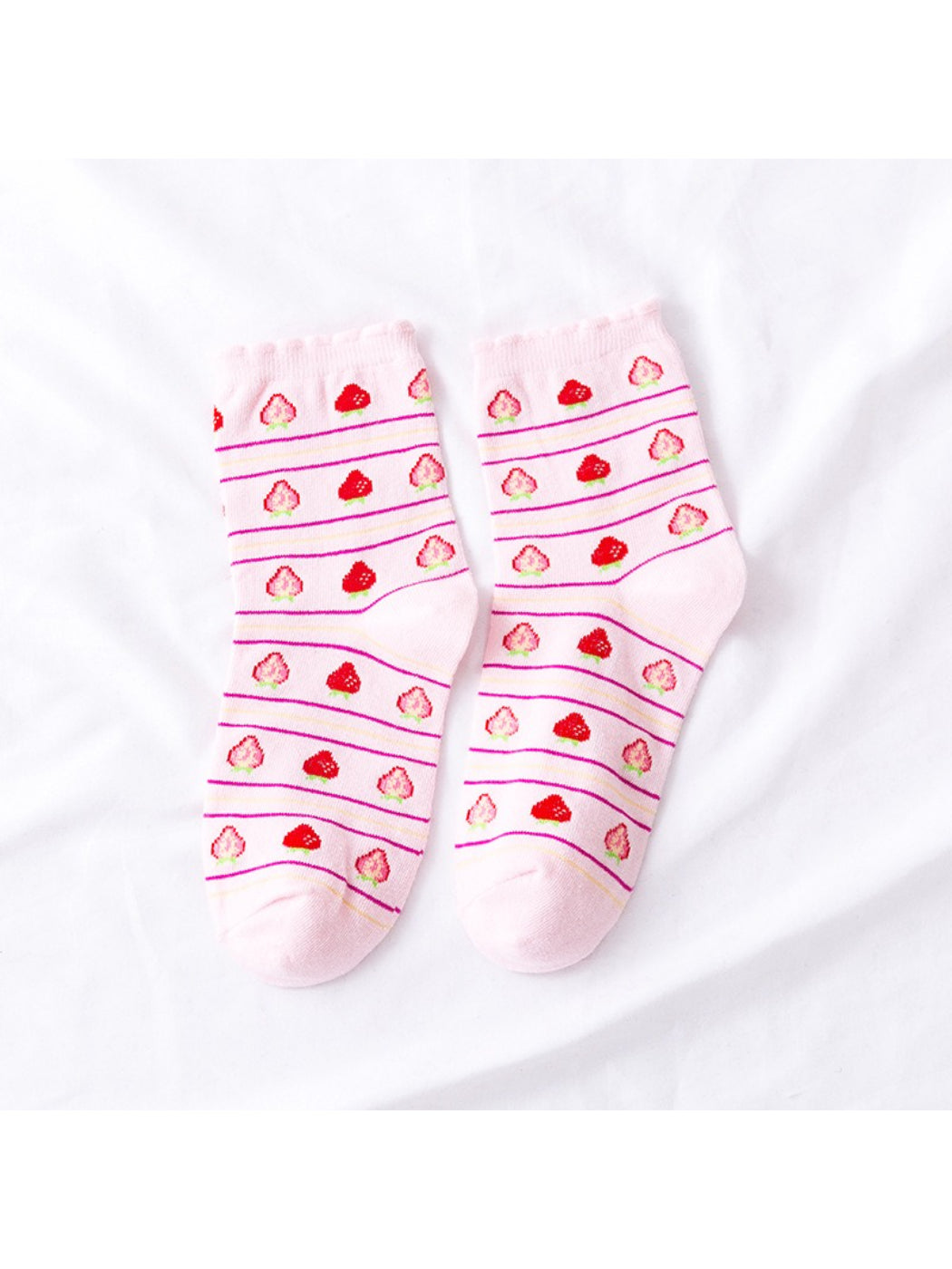 Rufia - Sweet Strawberry Stripe Ankle Socks
