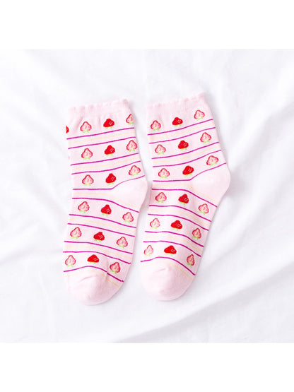 Rufia - Sweet Strawberry Stripe Ankle Socks