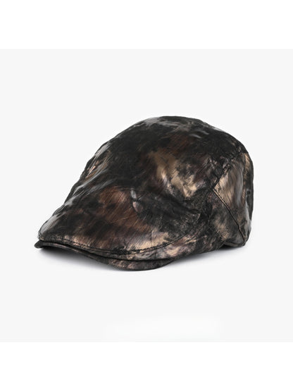 Haila gold foil vintage flat cap displayed on a white background