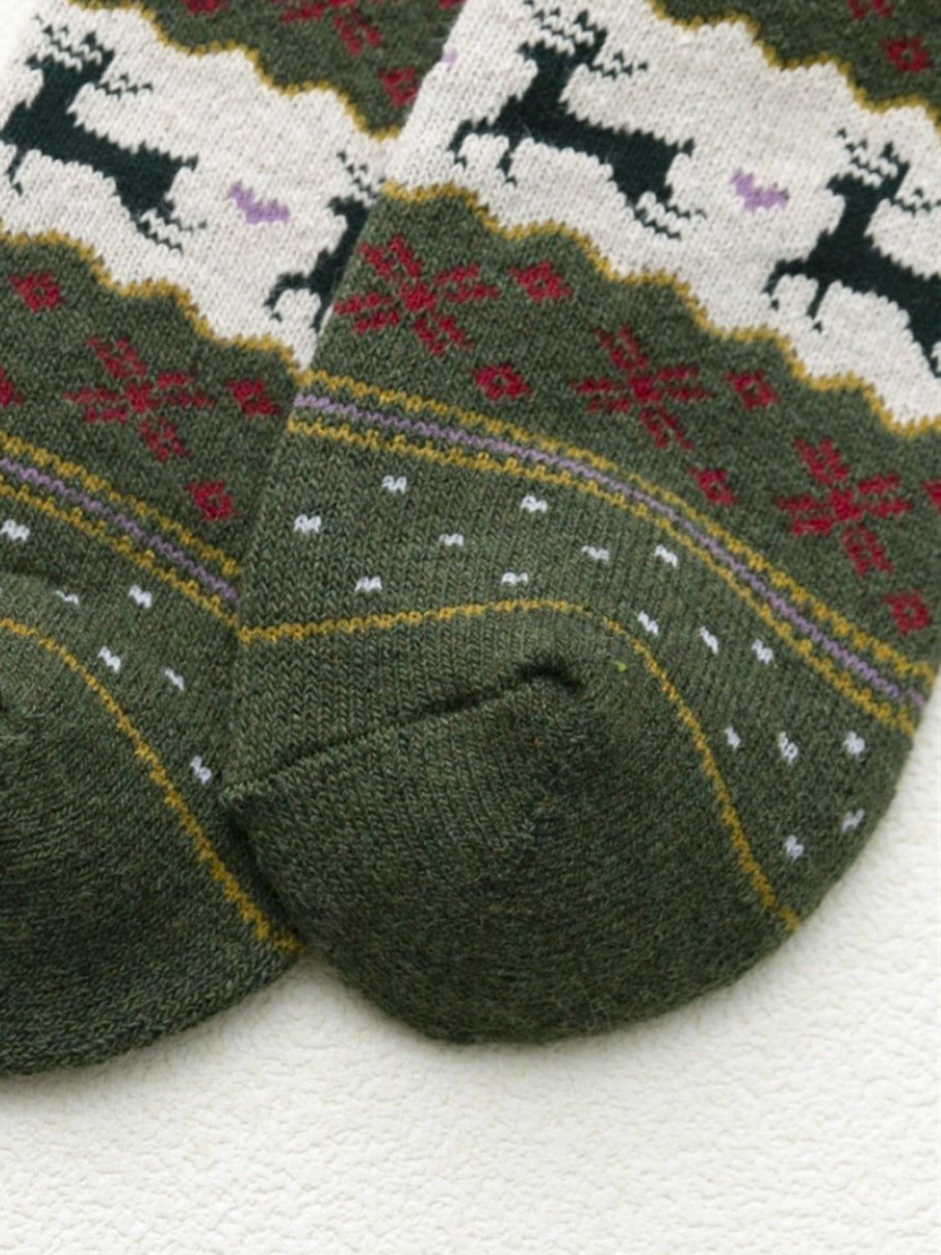 Rufia - Mid-Calf Winter Socks with Christmas Patterns - 5 Pairs/Pack