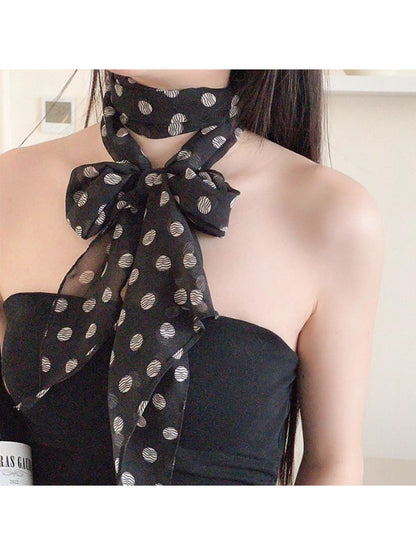Scarvii - Polka Dot Sheer Skinny Scarf