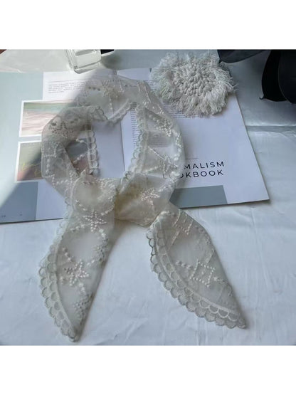 Scarvii - Scalloped Edges Star Pattern Lace Scarf