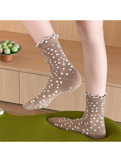Rufia - Cozy Mini Heart Ruffle Crew Socks