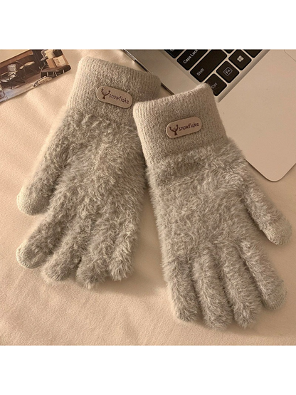 Gloving - Fuzzy Texture Ribbed Cuff Gloves