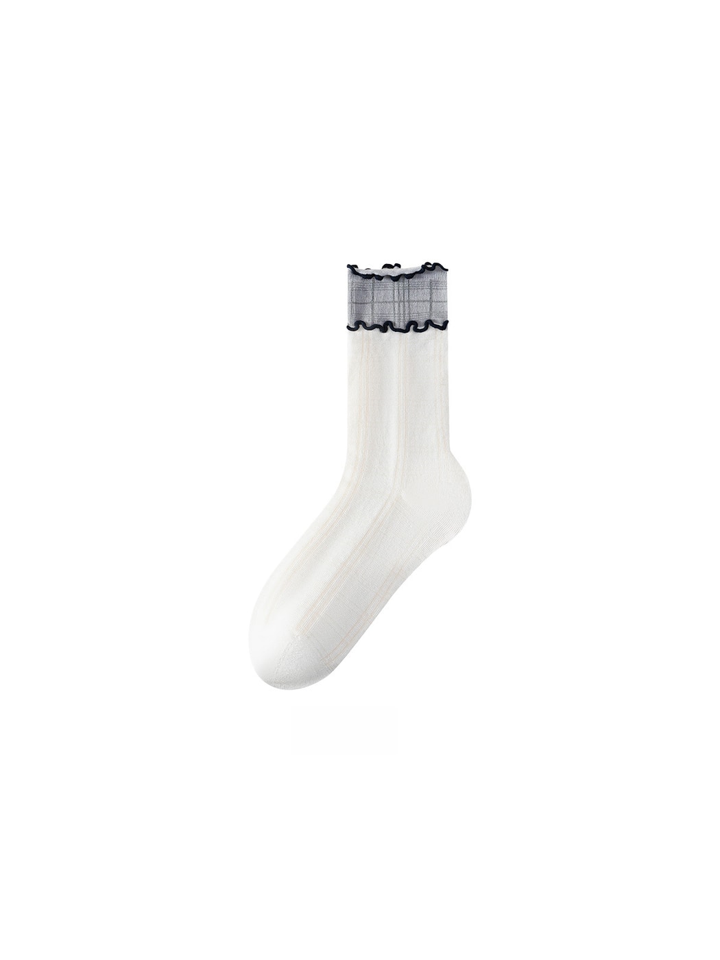 Rufia - Plaid Ruffle Trim Casual Crew Socks