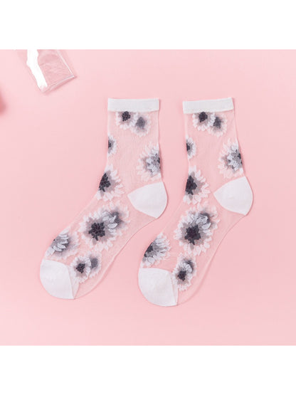 Rufia - Floral Sheer Crew Socks