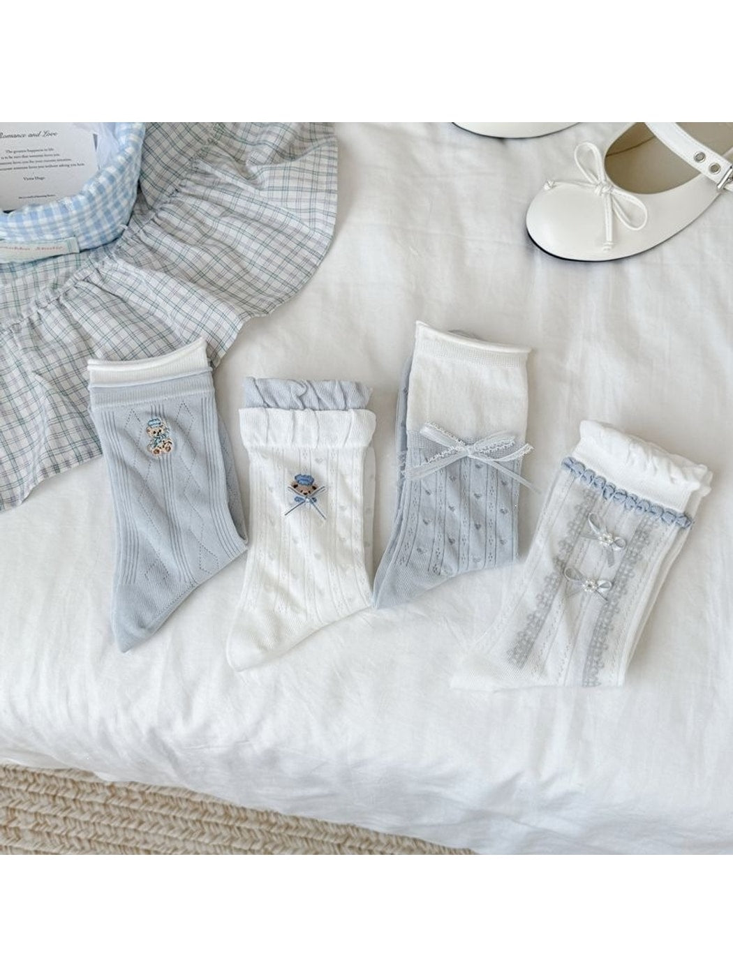 Rufia - Cute Bear and Bow Women's Crew Socks