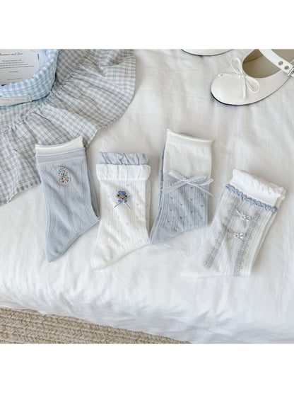 Rufia - Cute Bear and Bow Women's Crew Socks