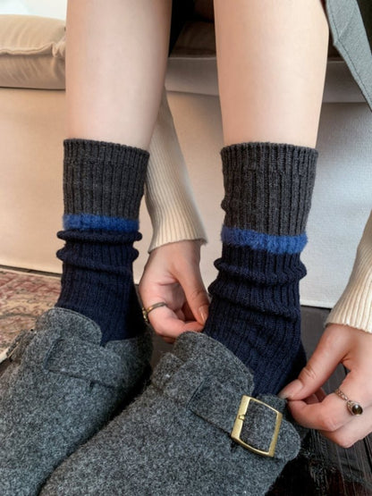 Rufia - Stacked Contrast Stripe Ribbed Crew Socks