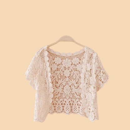 Crosa - Lace Short-Sleeve Cover-Up – Versatile Summer Shawl