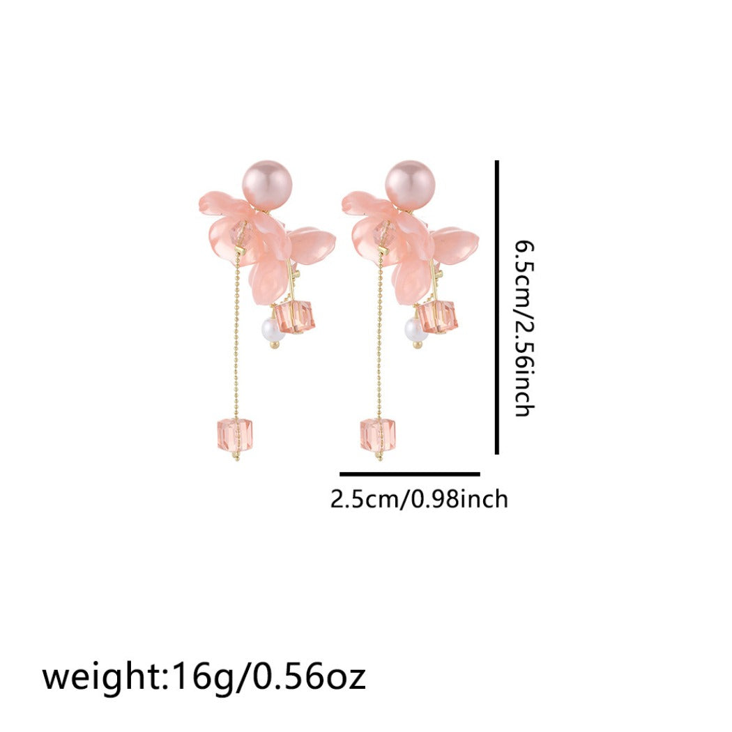 Earwish - French Style Pink Floral Beads Earrings - Romantic & Sweet