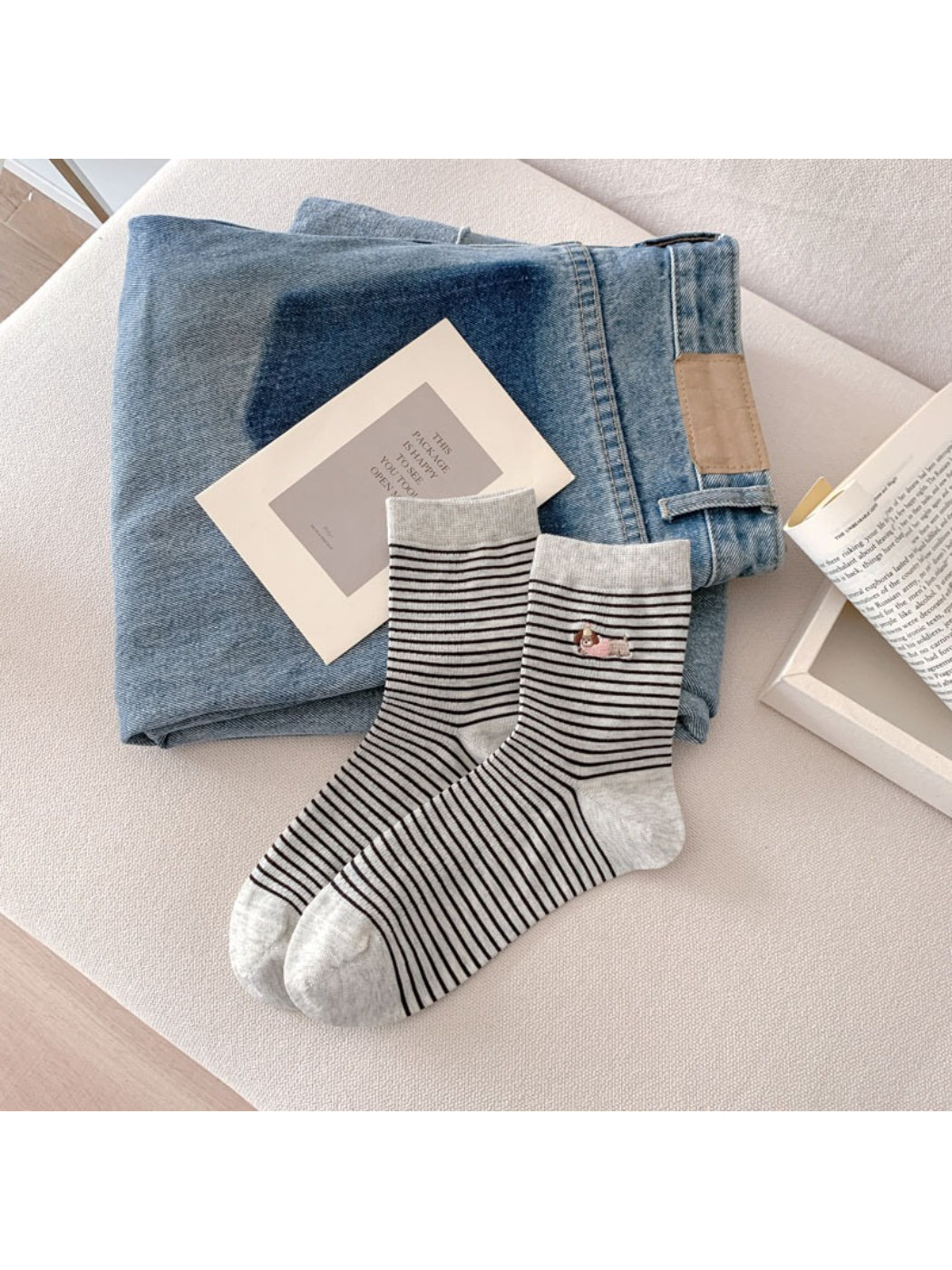 Rufia - Striped Embroidered Crew Socks product image 7