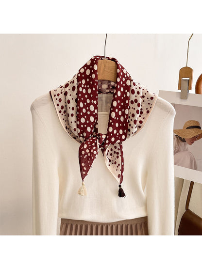 Scarvii - Diagonal Split Polka Dot Print Square Scarf