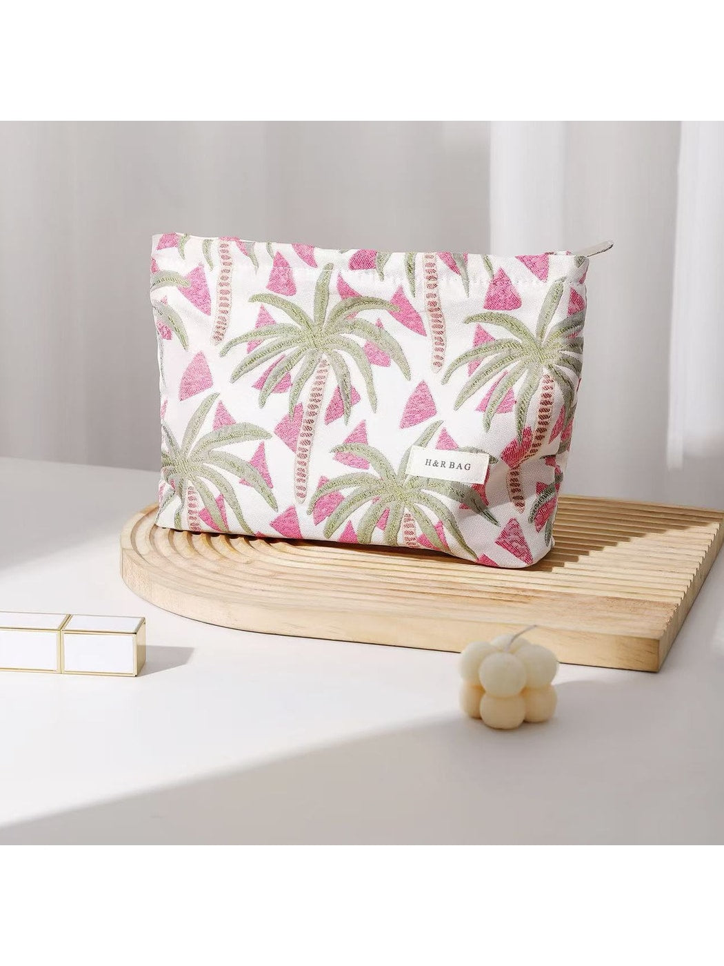 Cosbai - Palm Print Zippered Women's Makeup Bag